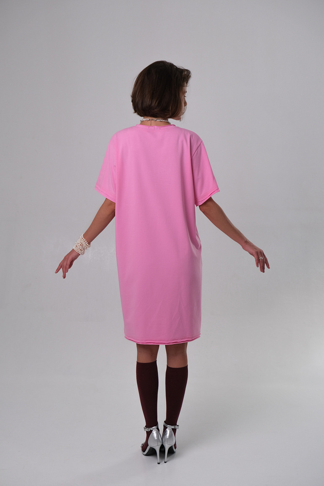 Платье оверсайз Flowers Розовый_10213