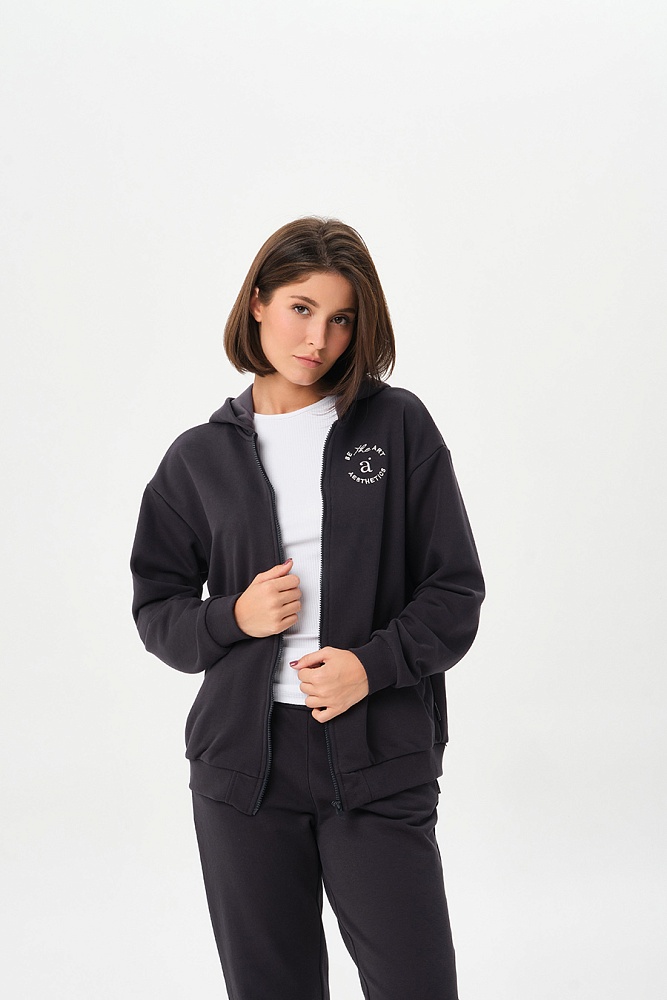Худи на молнии из футера Art place Графит_16815