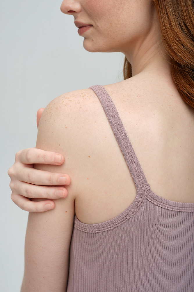 Сорочка трикотажная в рубчик Пудра Flat_8439