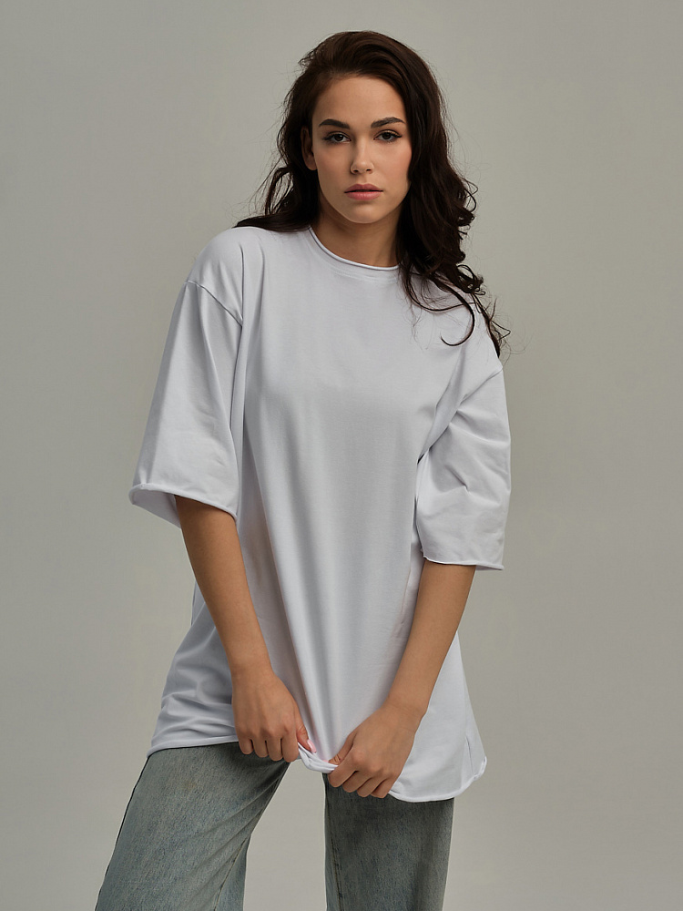 Футболка из эластичного хлопка May Белый_11079