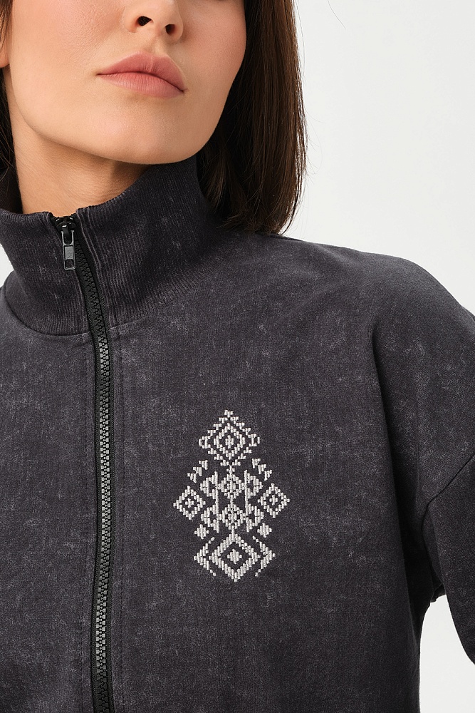 Свитшот на молнии из футера 2х нитка Future Серый туман_17224