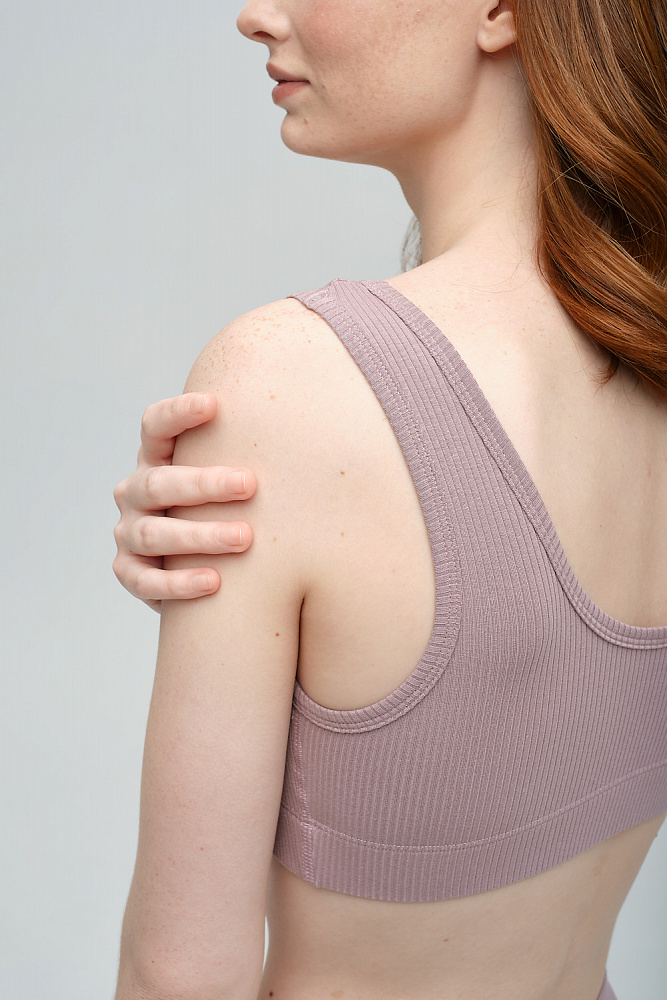 Топ трикотажный в рубчик Пудра Basic_8445