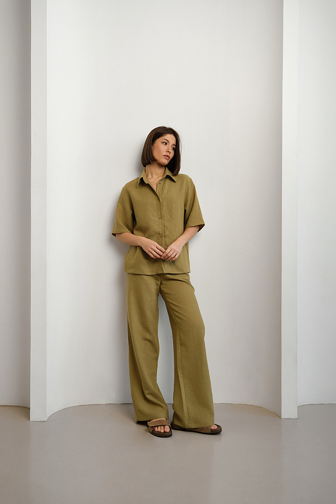 Прямые брюки изо льна Sonet Хаки_15016