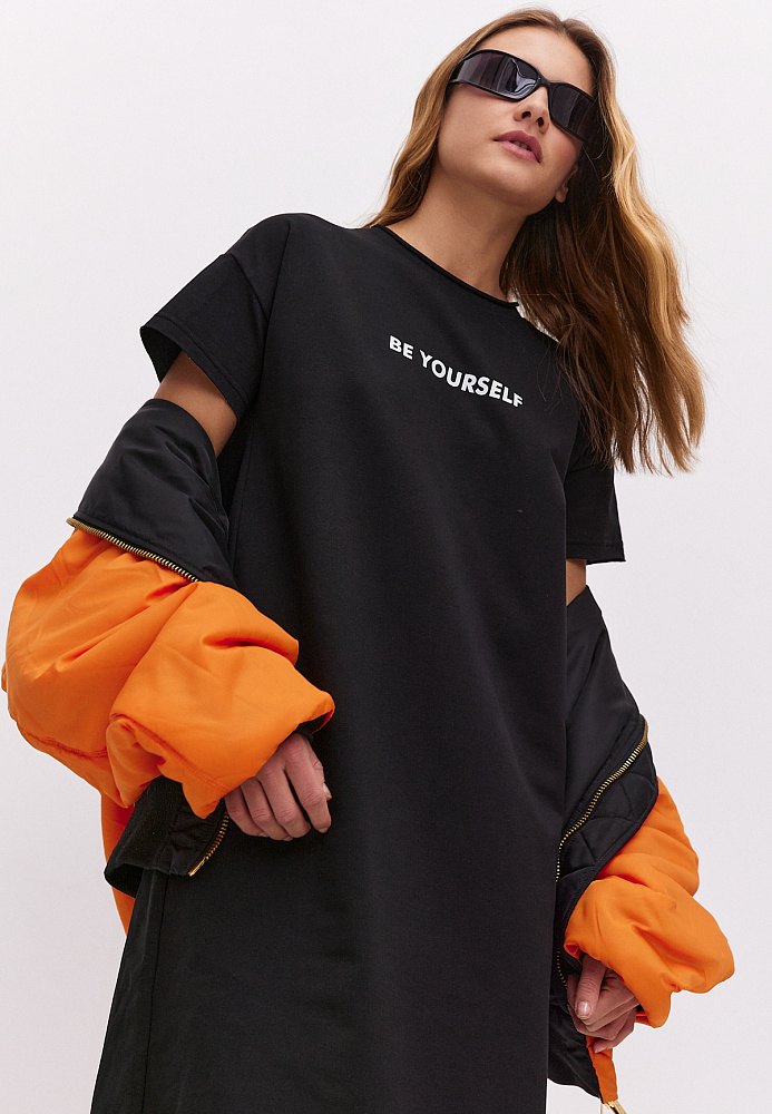 Платье длинное из футера Urban chic Черный_10716