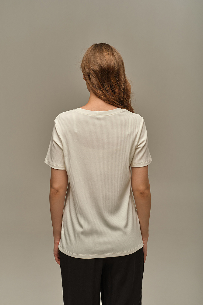 Футболка трикотажная в рубчик Flat Молочный_15946