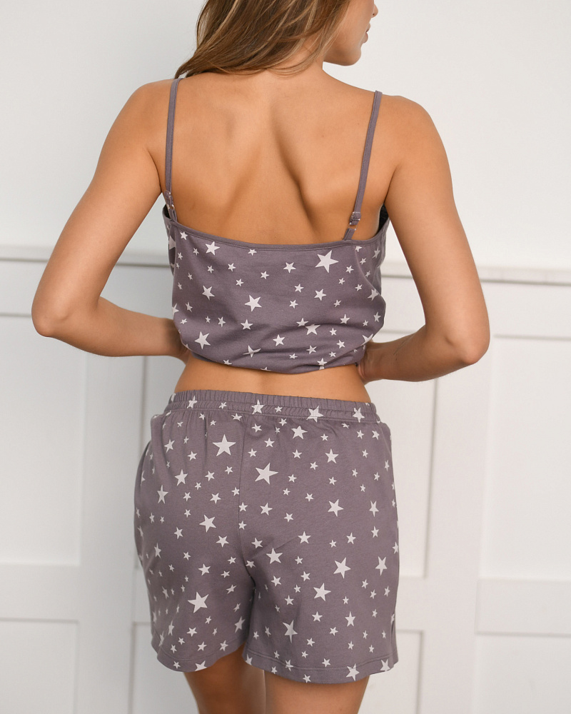 Шорты из хлопка Cozy time Серый/Звезды_13074