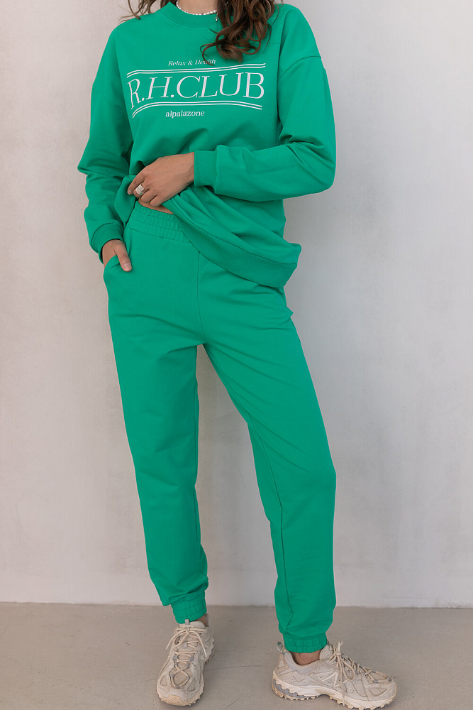 Брюки из легкого эластичного футера Urban chic Зеленый_8297