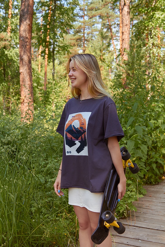 Футболка оверсайз Park Графит/Путешествия _16518