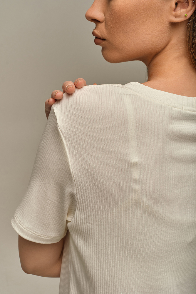 Футболка трикотажная в рубчик Flat Молочный_15952
