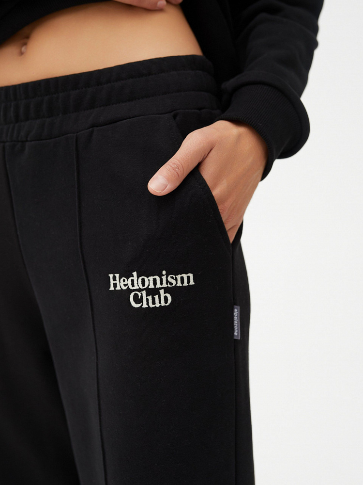 Прямые брюки из эластичного футера Jessy Черный_11375