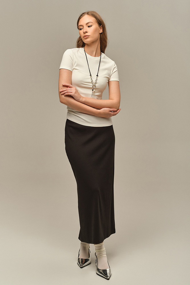 Футболка трикотажная в рубчик Flat Молочный_15928