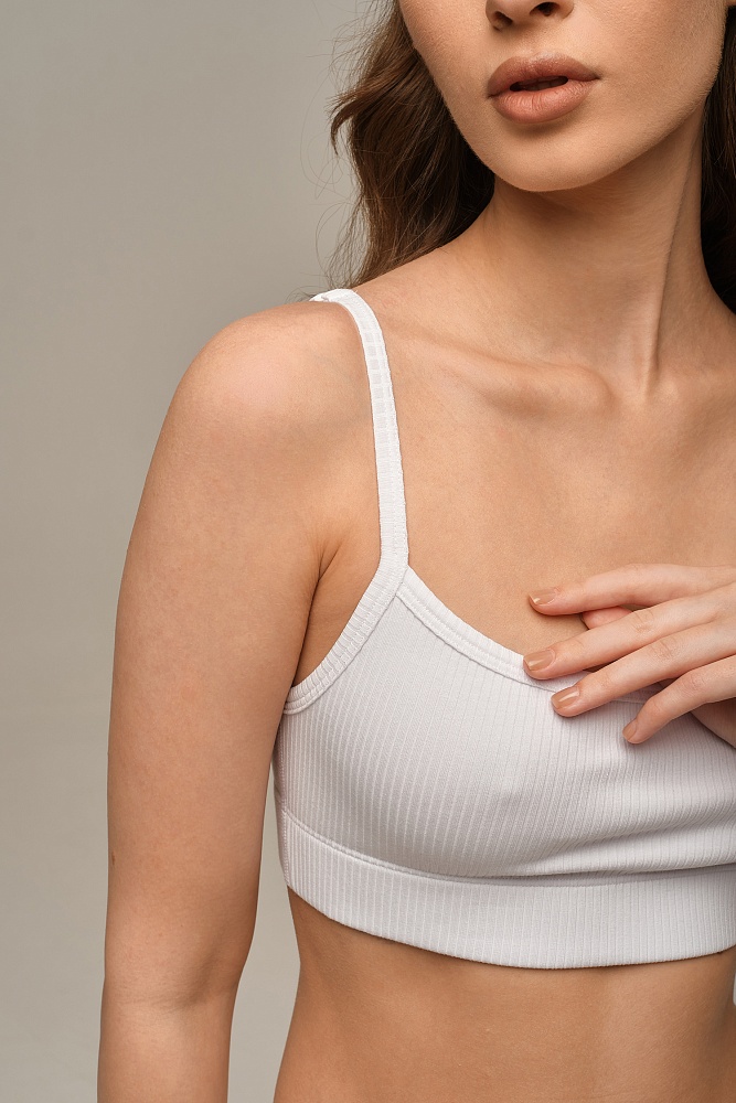 Топ трикотажный в рубчик Flat Белый_16114