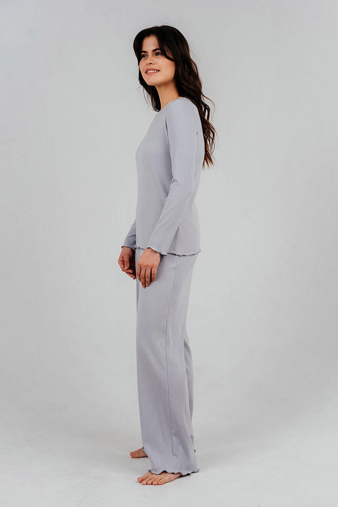 Брюки трикотажные в рубчик Flat Серый_7941