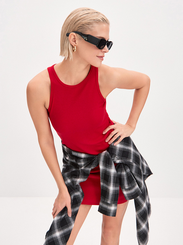 Платье в рубчик Basic Красный_13638