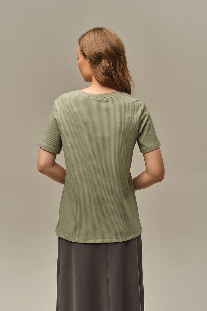 Футболка трикотажная в рубчик Flat Олива_15986