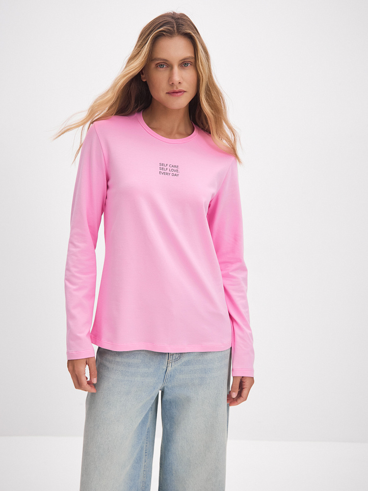 Лонгслив из эластичного хлопка Bloom Розовый/Self Care.Self Love.Every Day_13353
