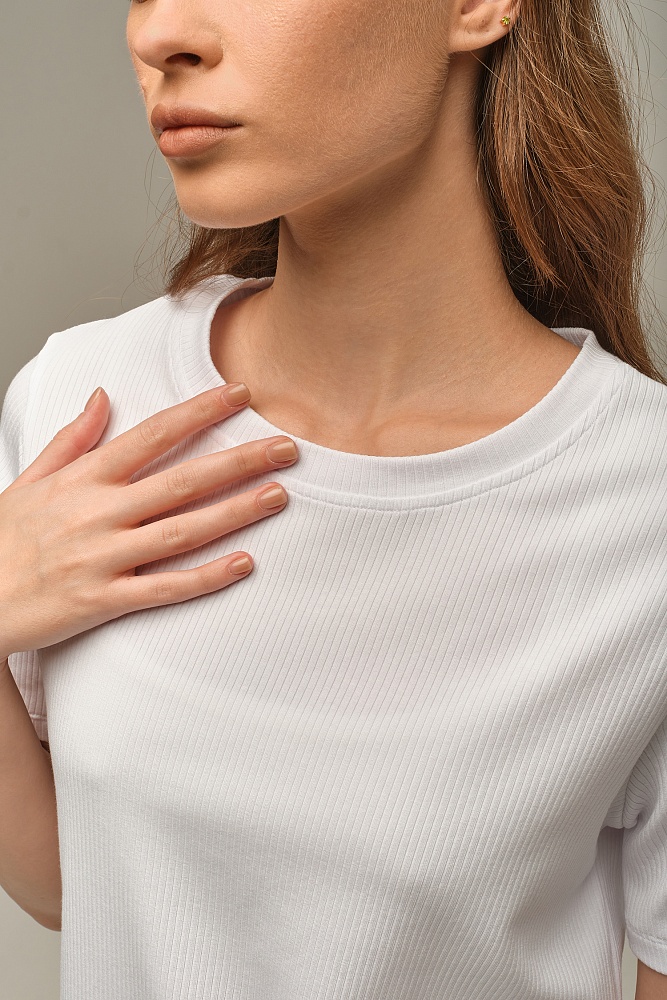 Футболка трикотажная в рубчик Flat Белый_16011