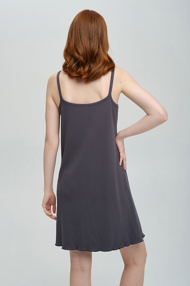 Сорочка серая трикотажная в рубчик Графит Flat_8618