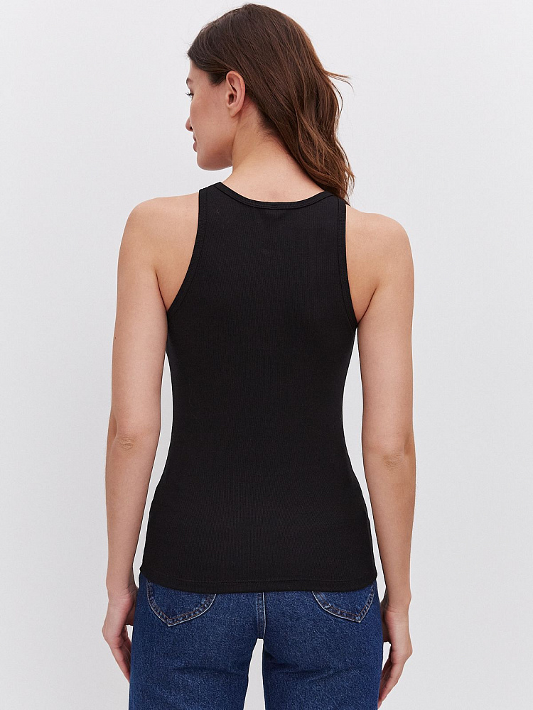 Майка Американка трикотажная в рубчик Basic Черный_11916