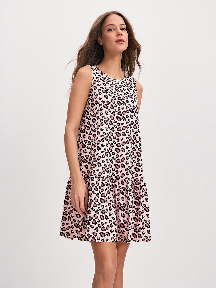 Платье из хлопка Kira Розовый леопард_16302