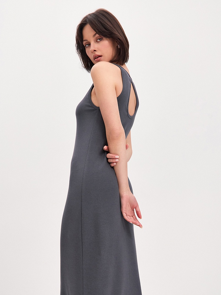 Платье в рубчик Basic Графит_16327