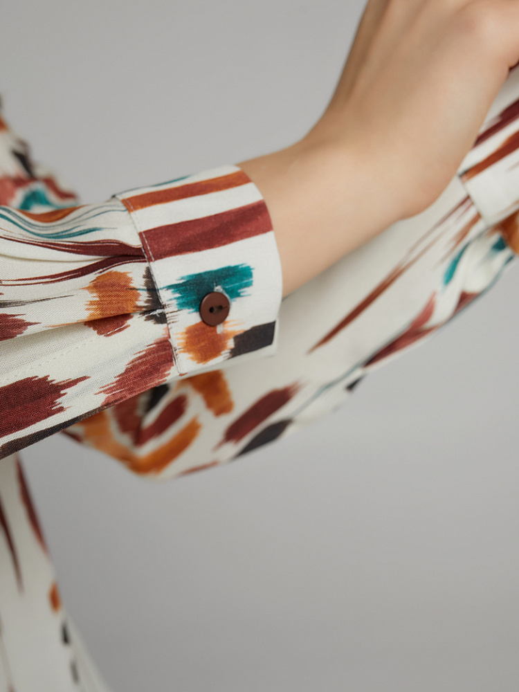 Рубашка с длинным рукавом из струящегося штапеля Pretty Акварель_10048