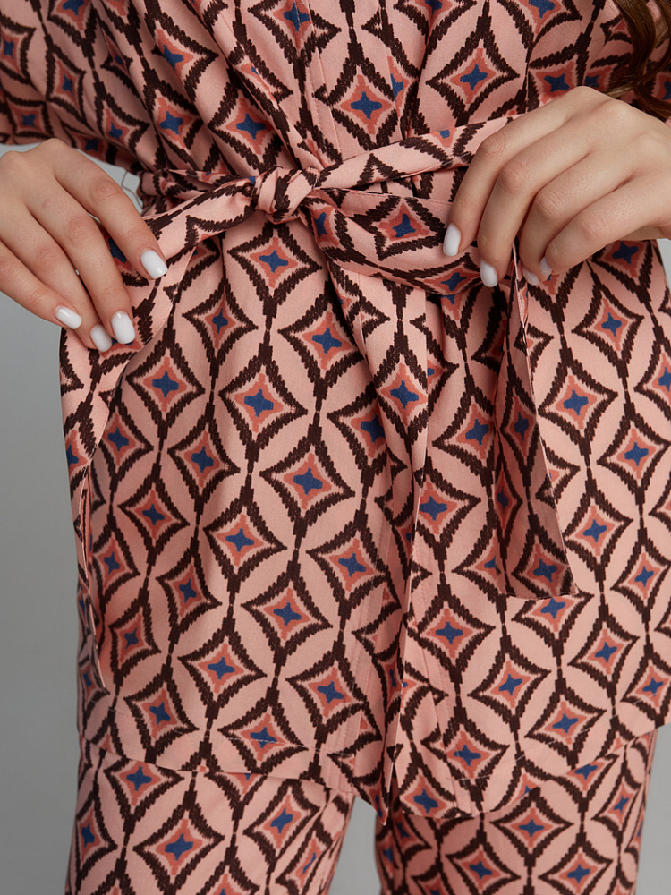 Кимоно из струящегося штапеля Pretty Ромбы на розовом_10122