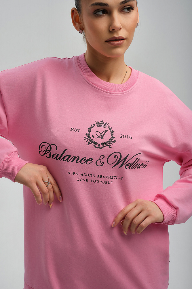 Свитшот из легкого эластичного футера с принтом Urban chic Розовый_9524