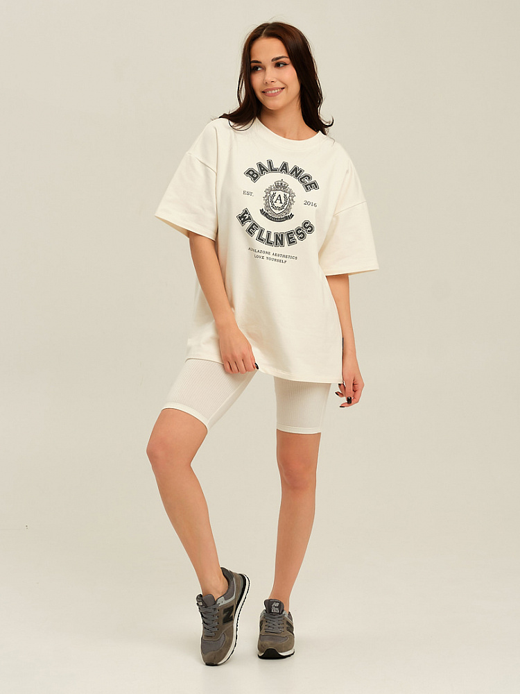 Велосипедки трикотажные в рубчик Flat Молочный_9739