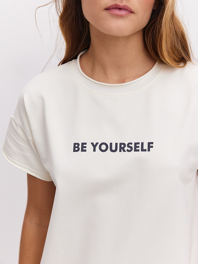 Платье длинное из футера Urban chic Молочный_10707