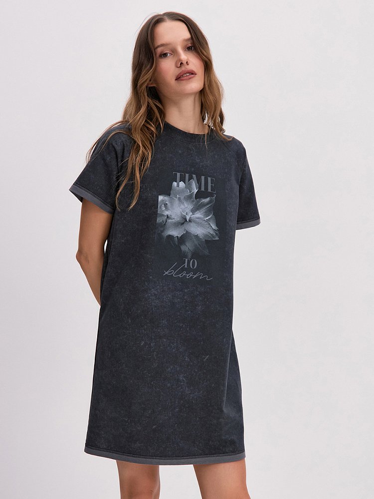 Платье из футера 2х нитки  Urban chic Серый туман_14190