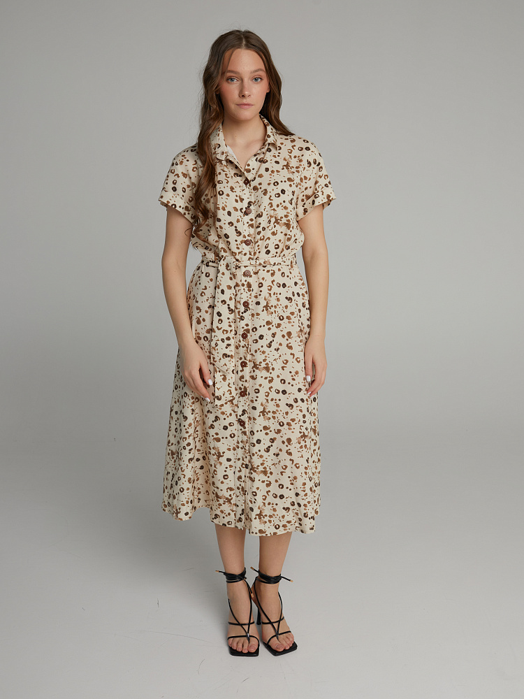 Платье-рубашка  Pretty Леопард на бежевом_10001