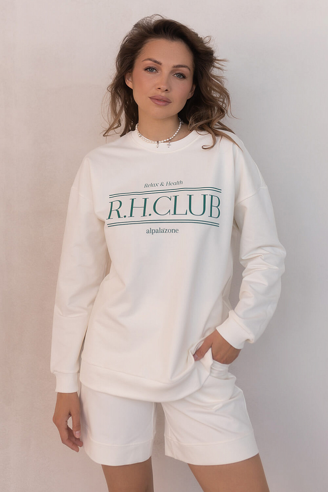 Свитшот из легкого эластичного футера Urban chic Молочный_5806