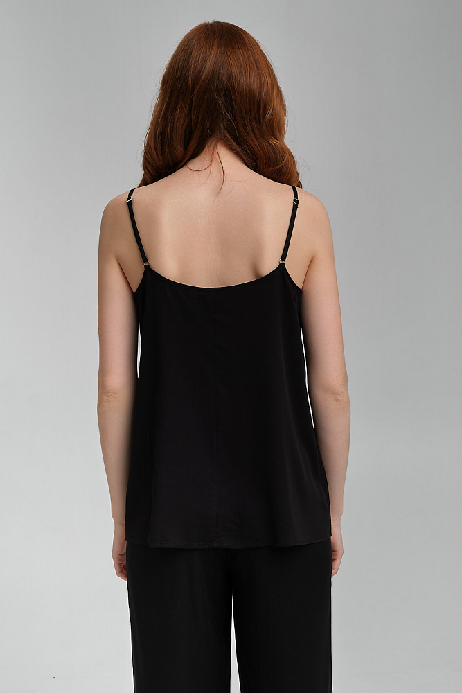 Топ из струящегося штапеля Pretty Черный_9007