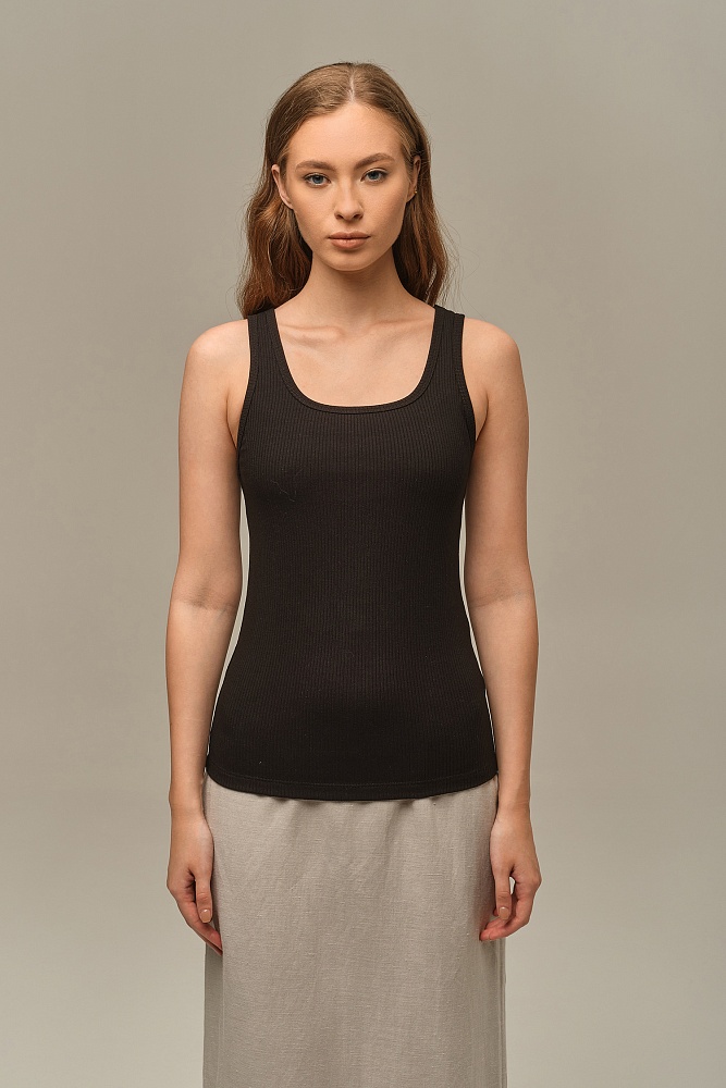 Майка трикотажная в рубчик Flat Черный_16661