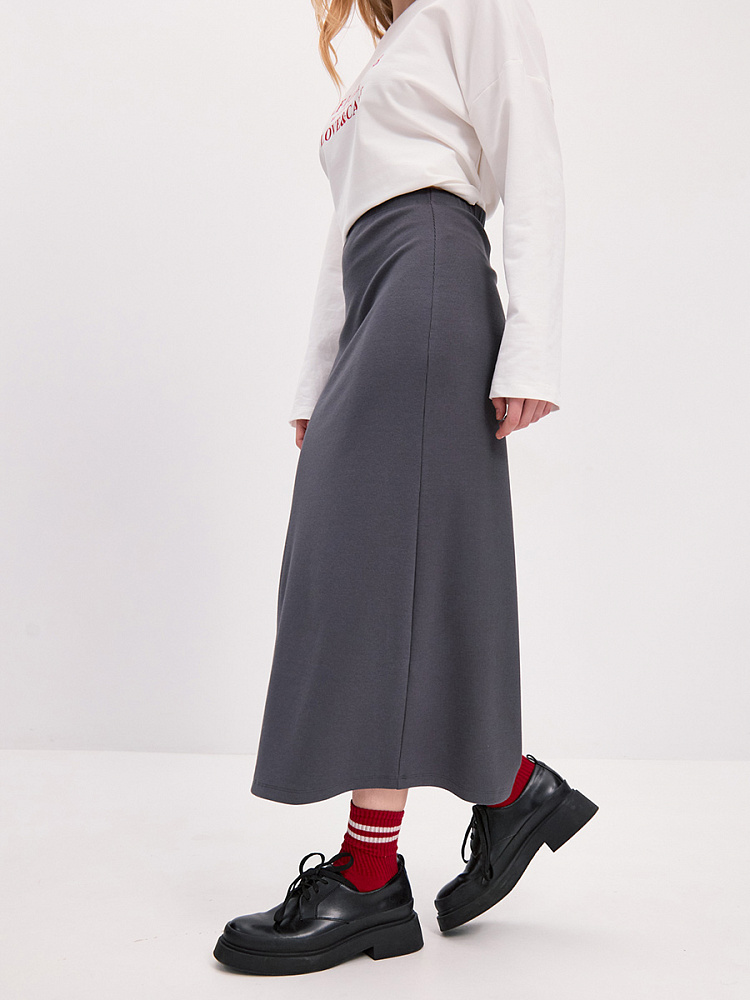 Юбка из рубчика Basic Графит_13992