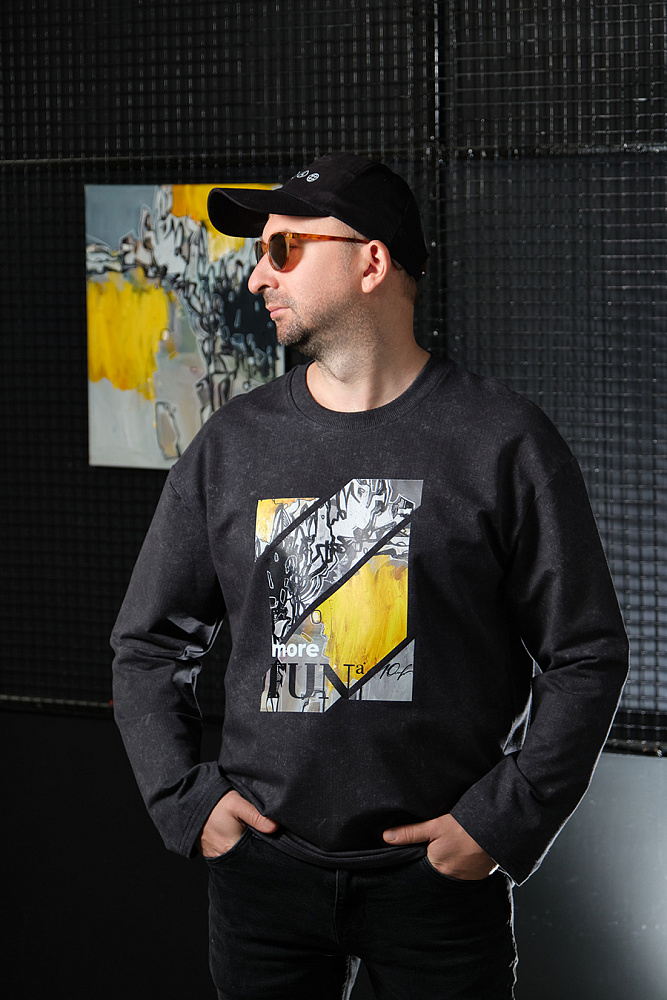 Лонгслив с принтом Art moment Серый туман/ FUN_15290