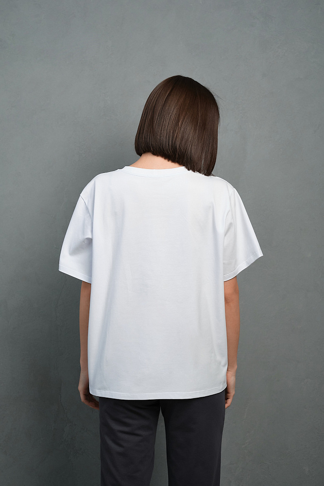 Футболка оверсайз с принтом Altai woman Белый/Дорога_13572