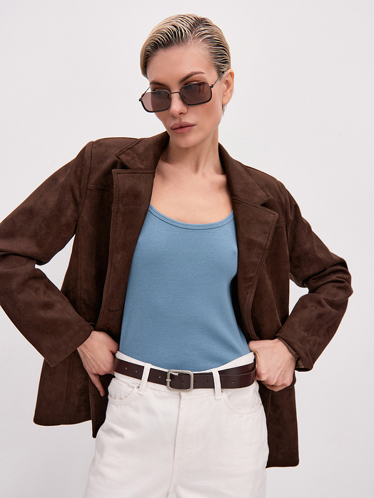 Майка трикотажная в рубчик Basic Дымчато-голубой_13985