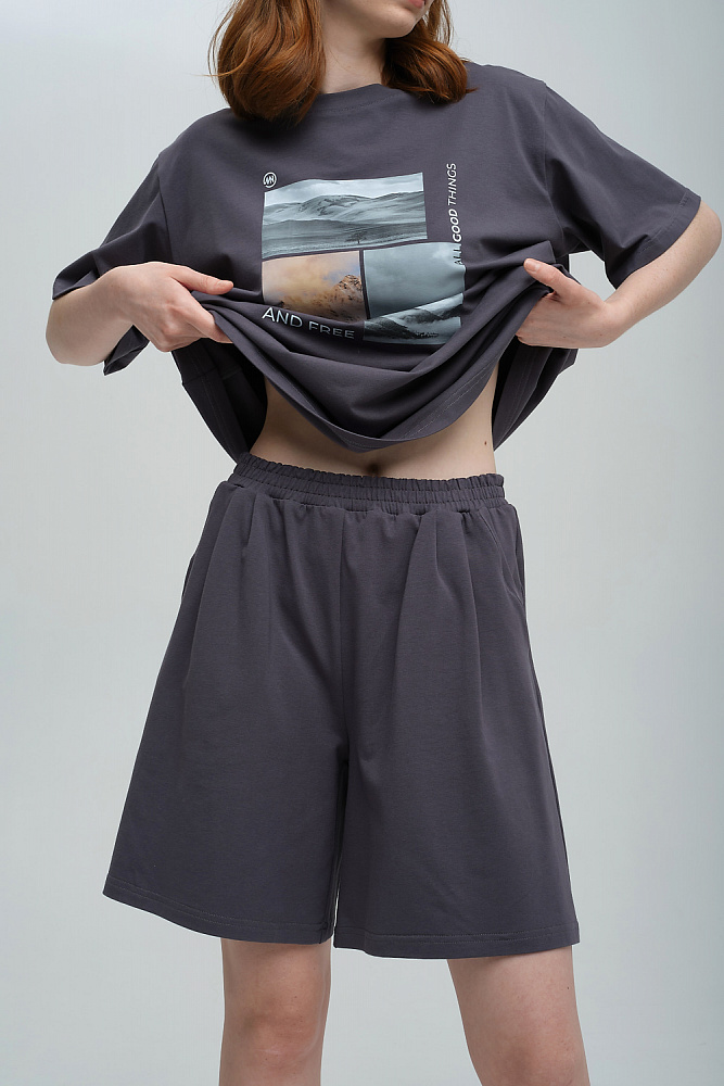 Шорты из эластичного хлопка Bloom Графит_8691