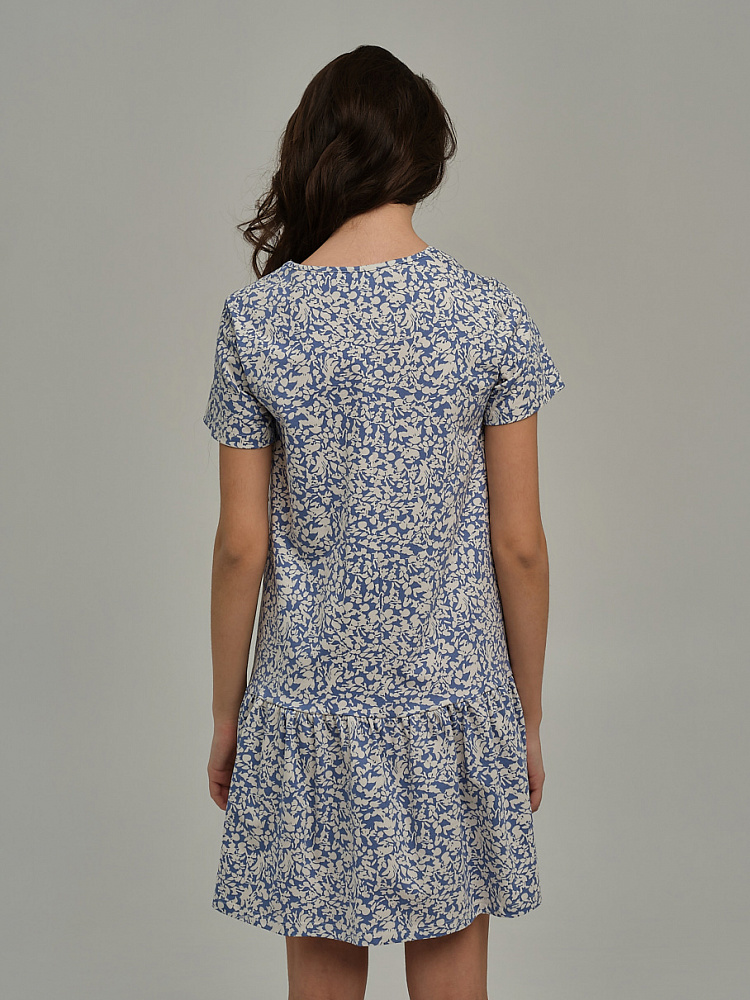 Платье из хлопка Kira Цветы на голубом_10586