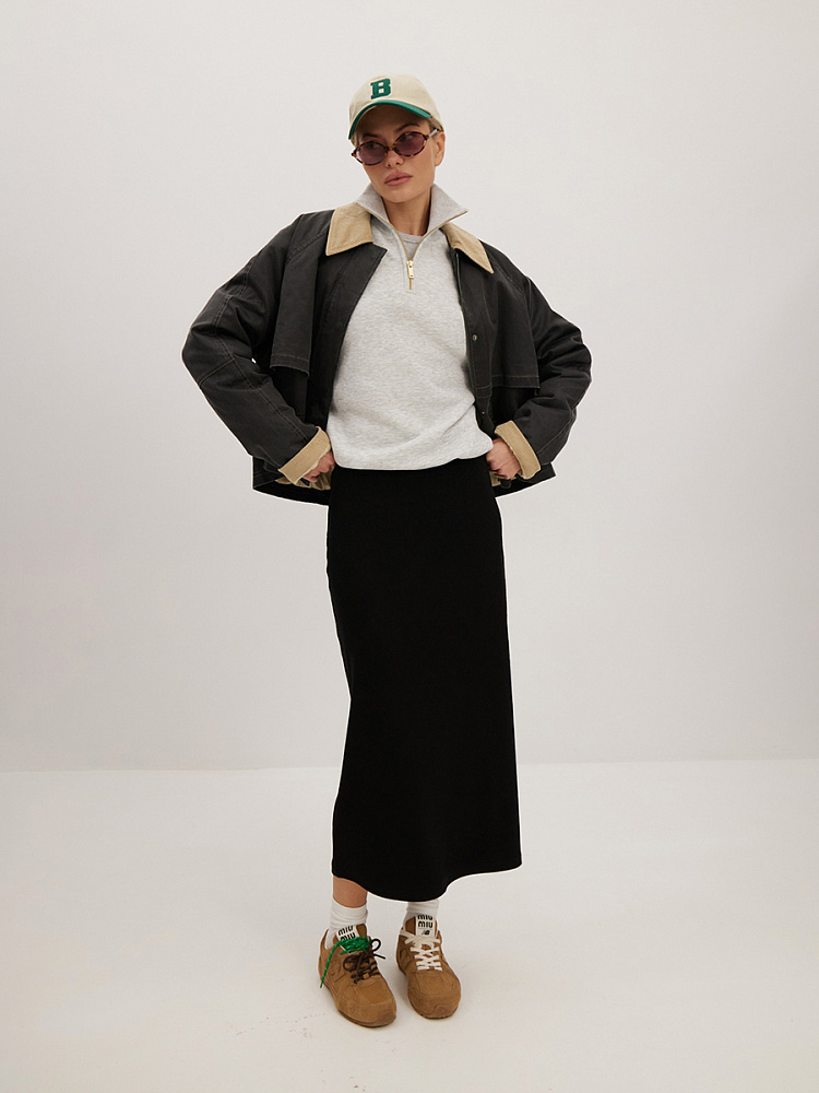 Юбка из рубчика Basic Черный_13915