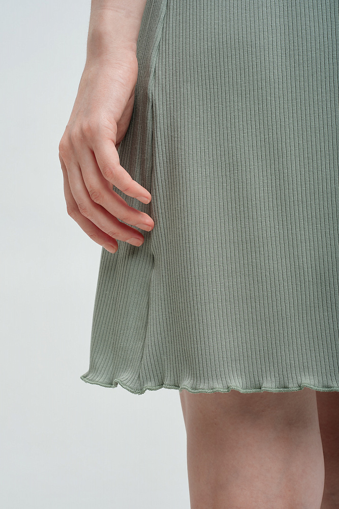 Сорочка зеленая трикотажная в рубчик Оливка Flat_8332
