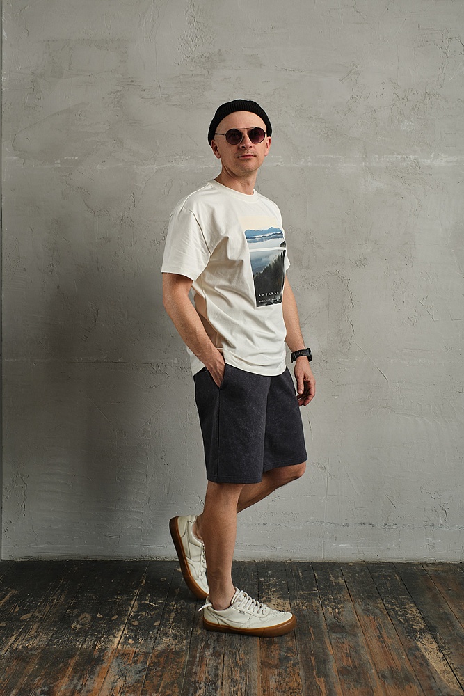 Футболка  Путешествие по Алтаю Экрю/Вид с горы Бабырган_19418