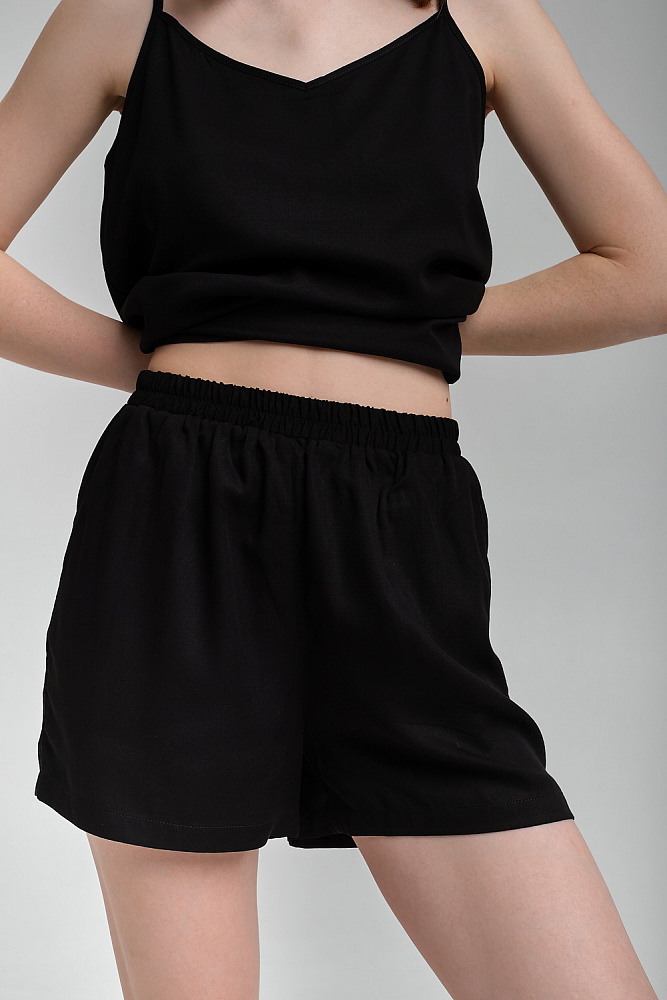 Шорты из струящегося штапеля Pretty Черный_9020