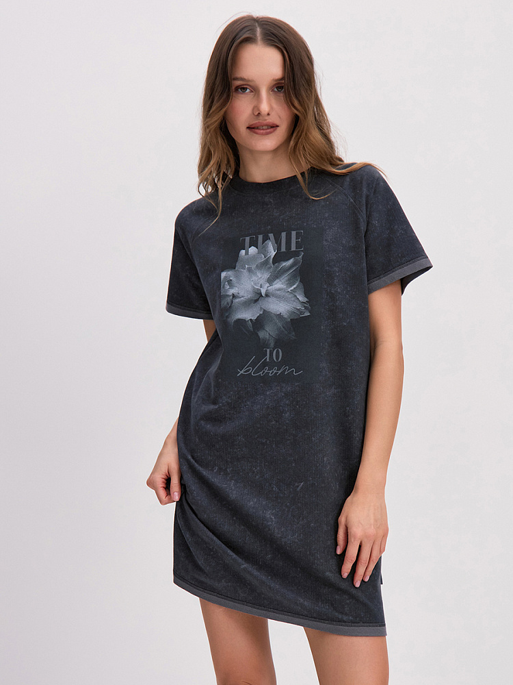 Платье из футера 2х нитки  Urban chic Серый туман_14185