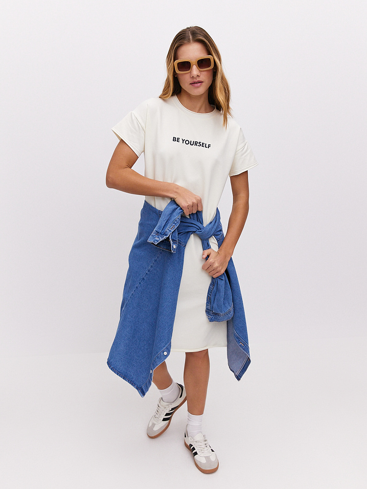 Платье длинное из футера Urban chic Молочный_10710