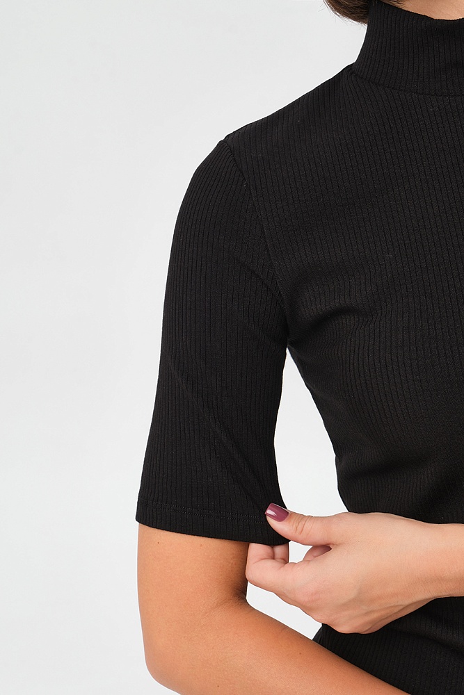 Футболка трикотажная в рубчик Flat Черный_16891