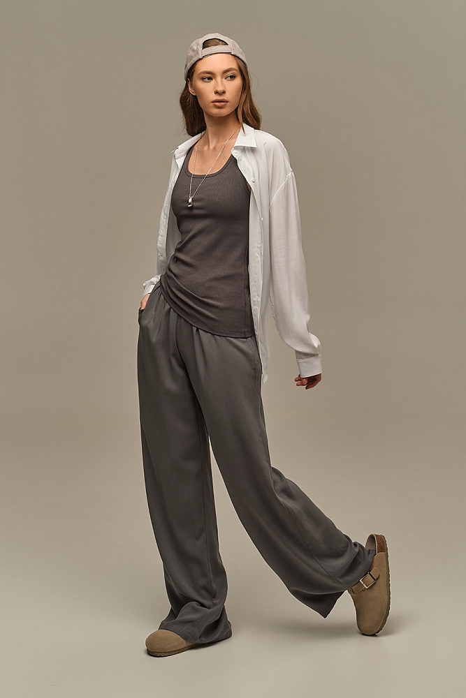 Майка трикотажная в рубчик Flat Графит_18970