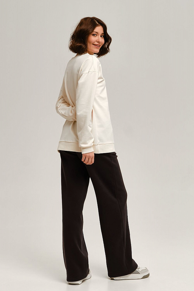 Свитшот из легкого эластичного футера с принтом Urban chic Молочный/Телецкое_12473